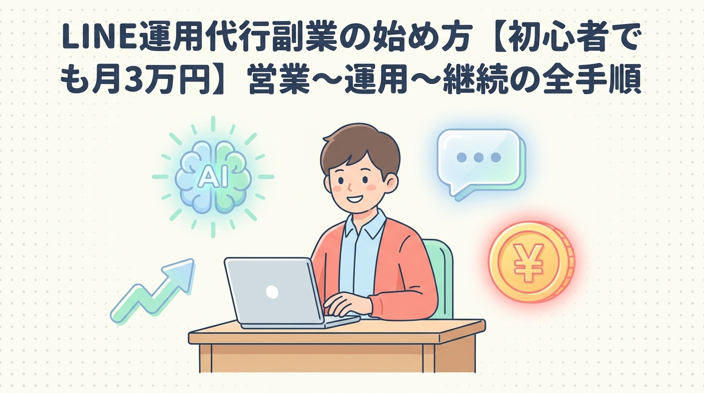 LINE運用代行副業の始め方【初心者でも月3万円】営業〜運用〜継続の全手順