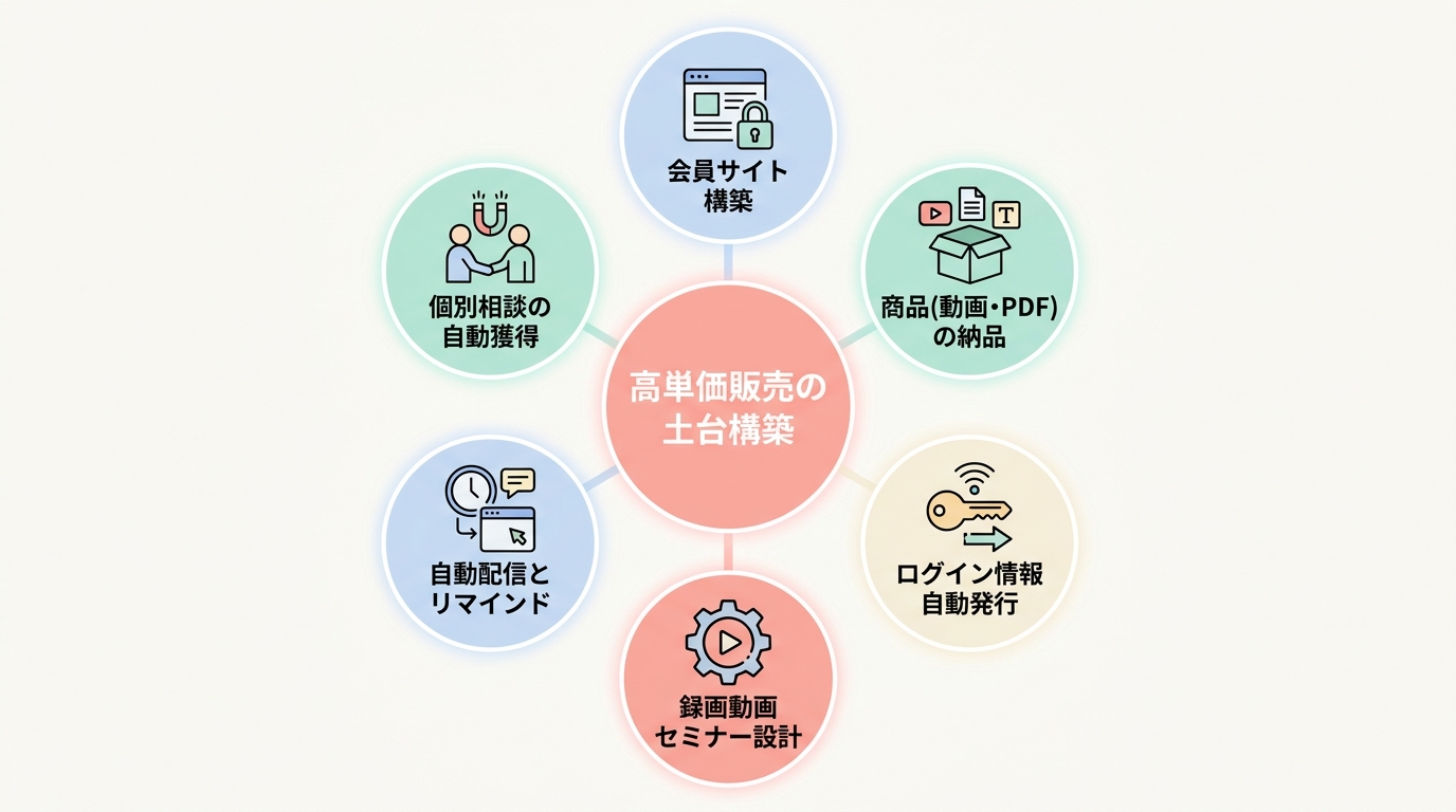 ステップ3〜4：会員サイト構築と録画動画ウェビナーの設計