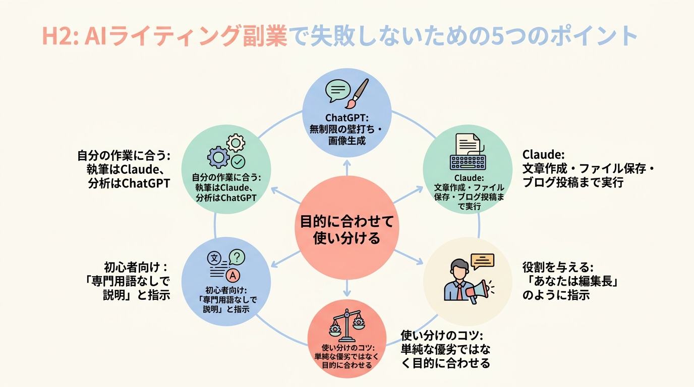 AIライティング副業で失敗しないための5つのポイント